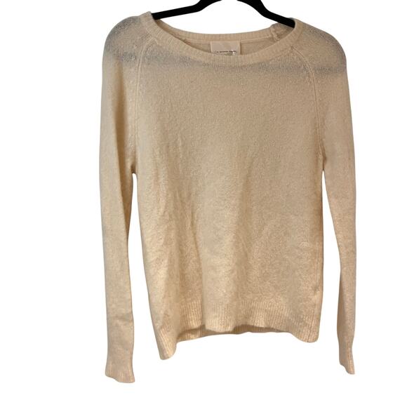La Garconne Moderne Cream Long Sleeve Crewneck Cashmere Blend Sweater Sz XS - Picture 1 of 9